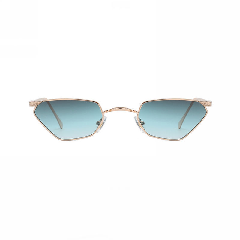 Small Geometric Cat-Eye Sunglasses Gold-Tone/Gradient Green