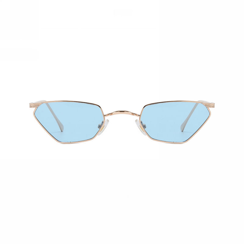 Small Geometric Cat-Eye Sunglasses Gold-Tone/Light Blue