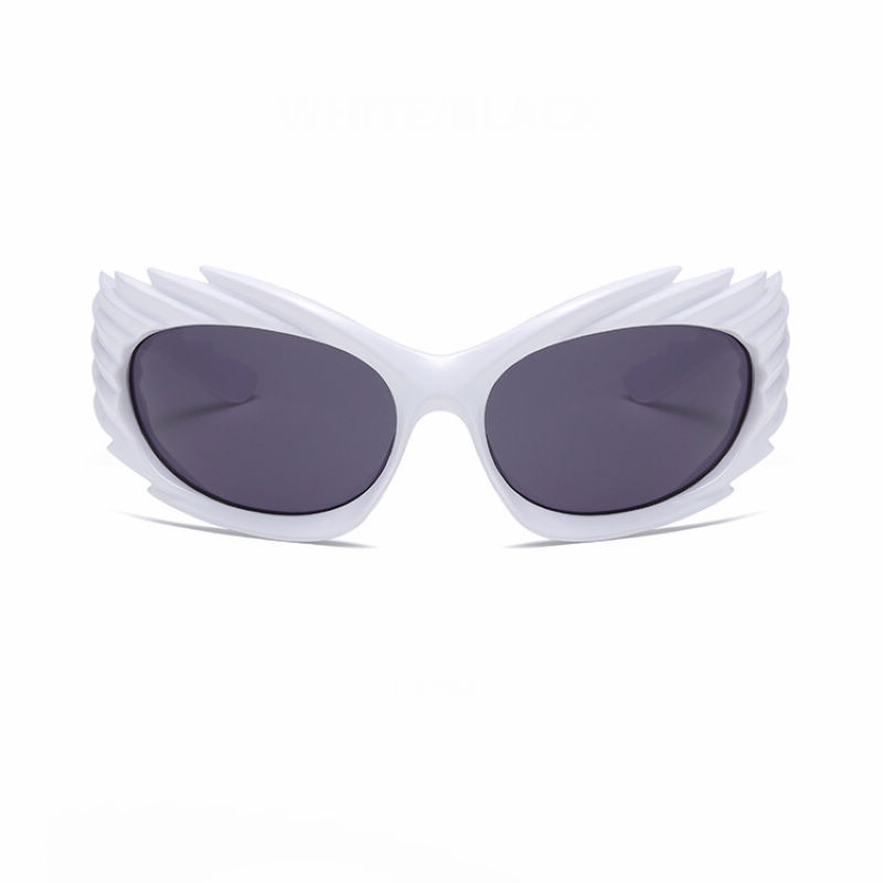 Spike Wrap-Around Sport Sunglasses White/Grey