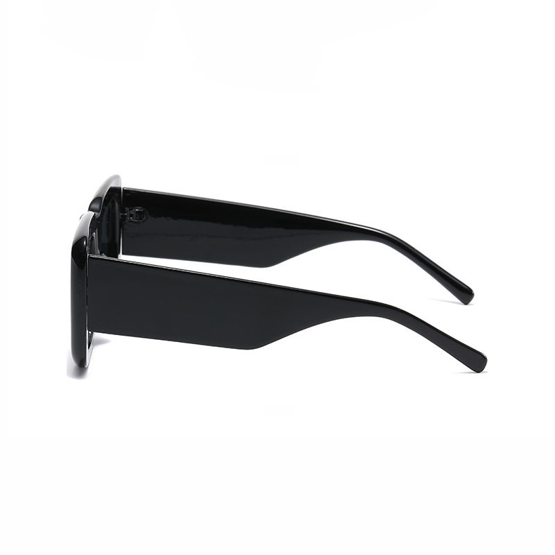 Square Acetate-Frame Sunglasses with Wide Temple All Black