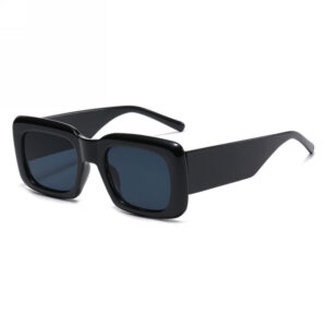 Square Acetate-Frame Sunglasses with Wide Temple Black