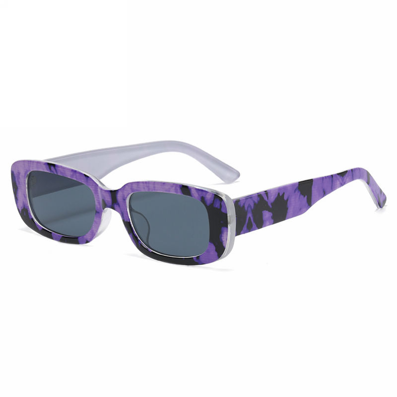 Womens Small Square Sunglasses Dark Purple/Grey
